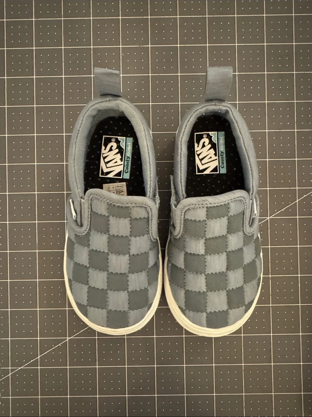 Vans Kids Slip-On Checkerboard Sneakers - bluish grey checkers